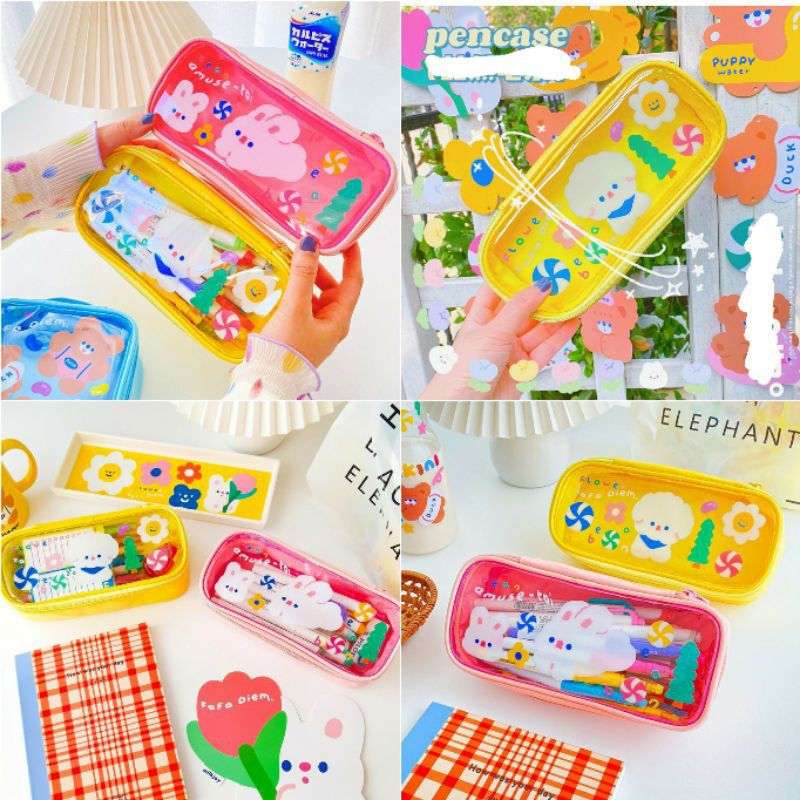 (Order 10 ngày) Hộp bút to rộng bền đẹp pvc da PU bền đẹp Bentoy Milkjoy gấu fafa diem thỏ amuse summer collection