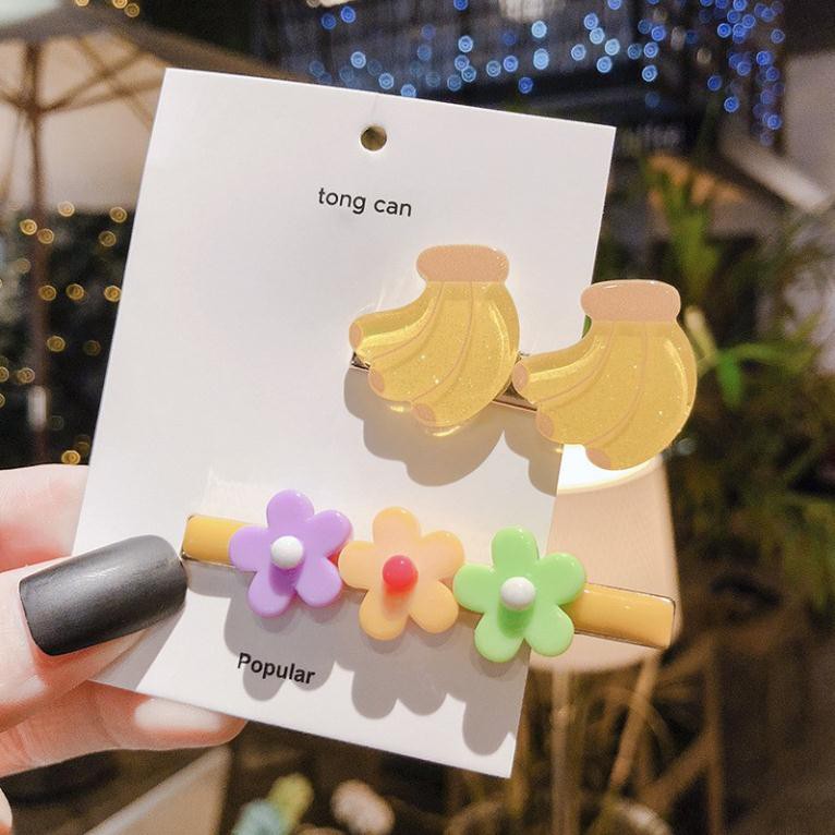 Set 2 Kẹp Tóc bé gái - Kẹp tóc Hoa Quả KAWAII Trái Cây Dễ Thương phong cách Hàn Quốc cho bé