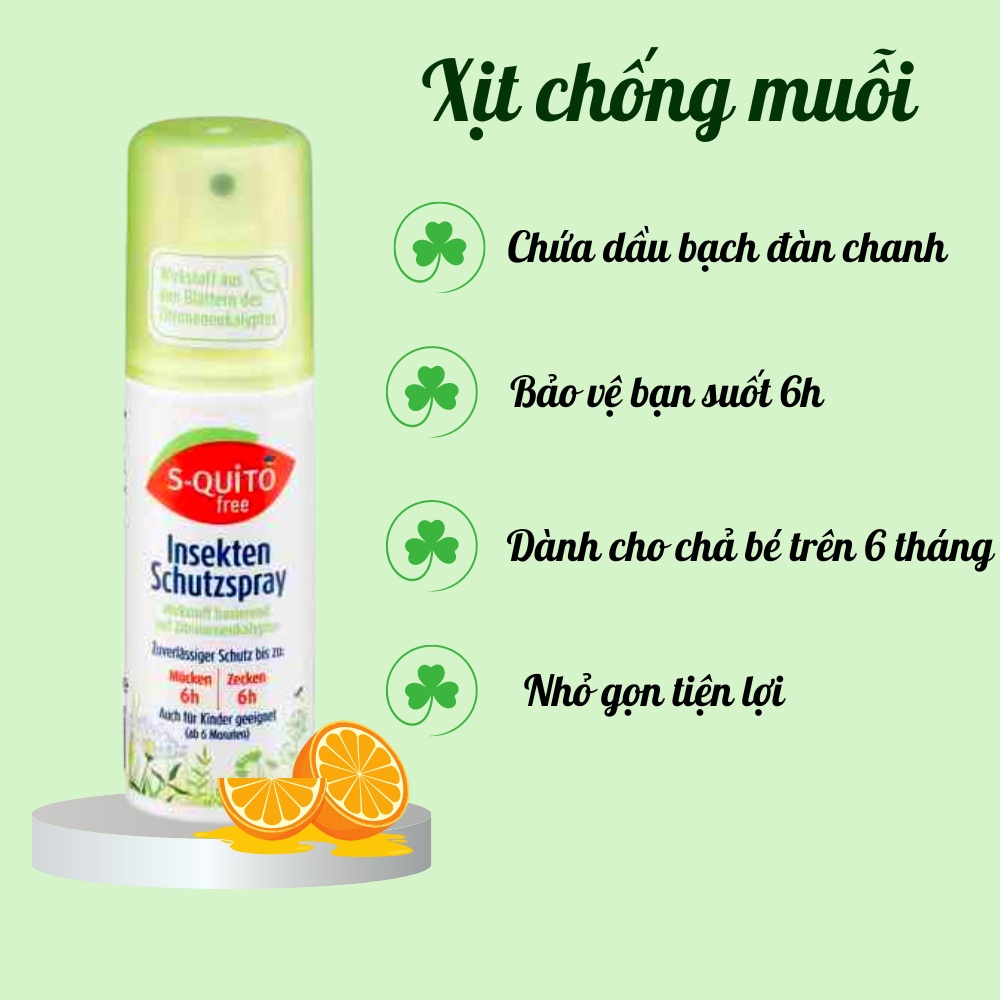 Combo Xịt, Kem chống muỗi đốt S-quito Free – Squito thảo dược, Hàng Đức - Shop Lavenic