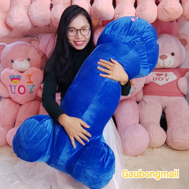Gấu bông hình ciu dài gối ôm vải nhung mềm mại, nhồi bông gòn trắng size lớn