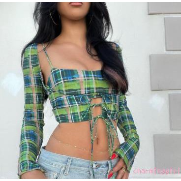 Áo kiểu tay dài phối áo khoác cardigan cột dây sành điệu hoạ tiết kẻ sọc thời trang cho nữ