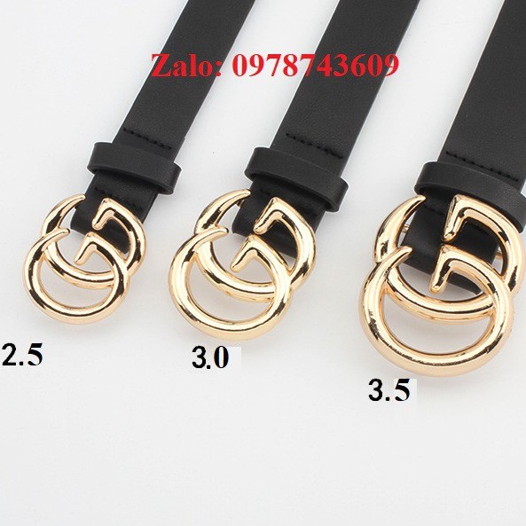 Thắt lưng nữ GG đồng - GG sáng 2.5cm 3cm và 3.5cm