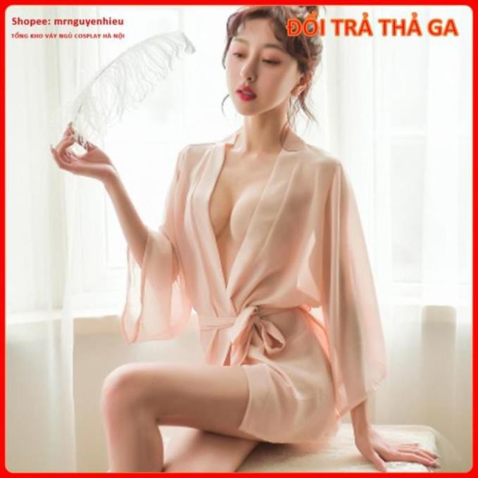 áo ngủ xuyên thấu gợi cảm áo choàng sexy kiểu kimono tay dài, choàng đi biển - Hà Nội ་