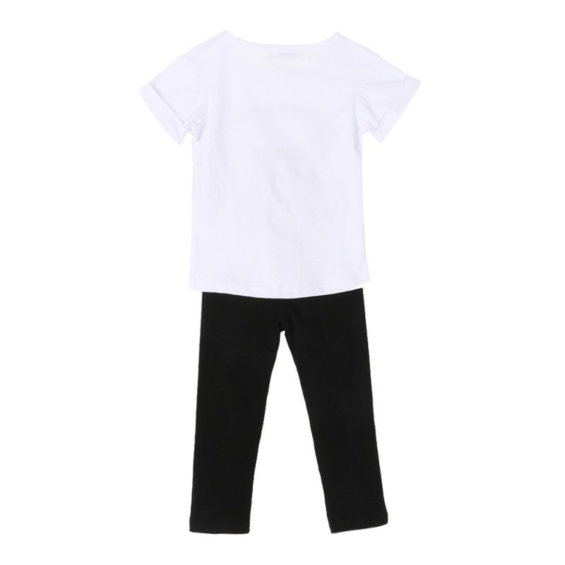 Bộ áo thun tay ngắn in chữ cá tính + quần dài phối rách dành cho bé