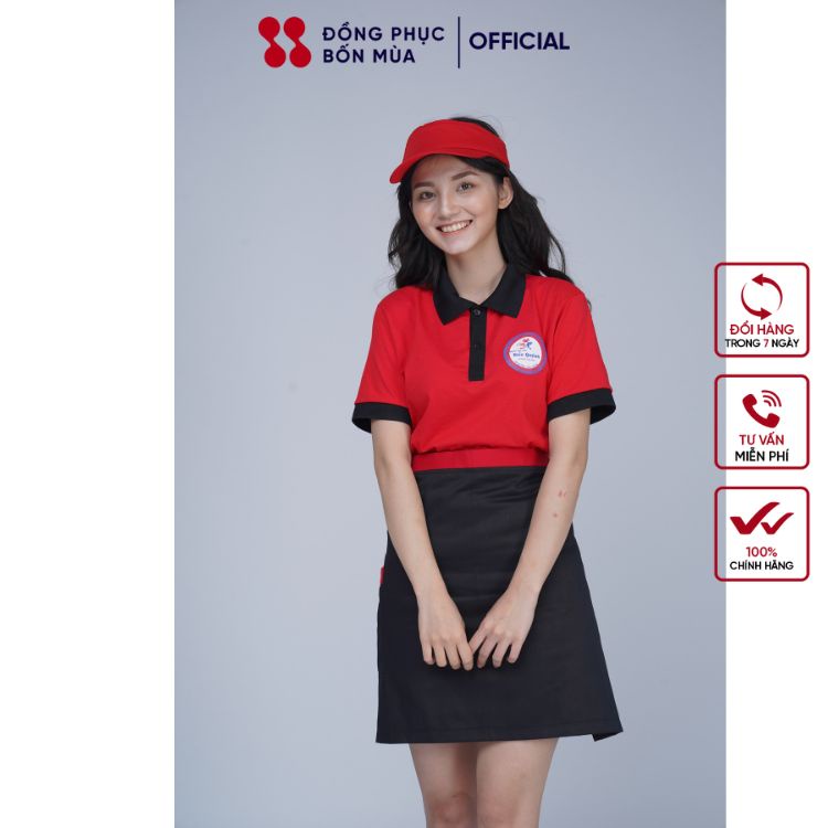 Tạp dề ngắn phục vụ thiết kế màu đen có túi đựng tiện lợi - Chất liệu kaki Hàn vải mềm, chống bám bẩn TD-Nửa-M