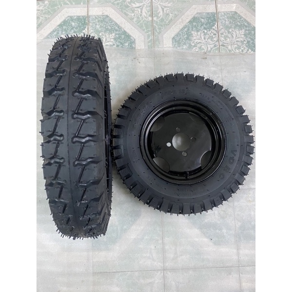 Cặp bánh 500-12 tim ốc lazang 7x10 bao gồm 2 lốp,2 săm,2 lazang.lốp 12pr.lazang tim lỗ đo vuông 7cm.đo chéo 10cm