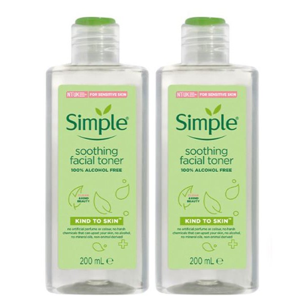 Combo 2 NƯỚC HOA HỒNG SIMPLE Cân Bằng Da Dịu Nhẹ Kind To Skin Soothing Facial Toner 200ml/ chai