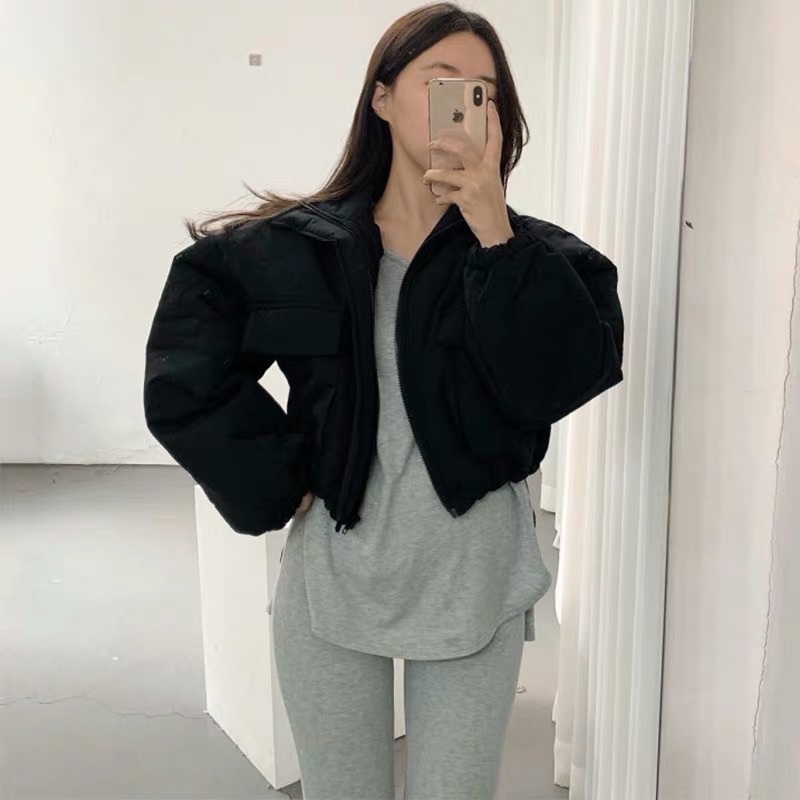 Áo khoác phao dáng ngắn croptop