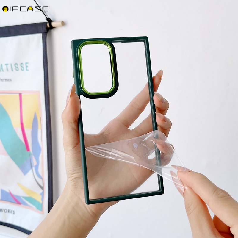 Ốp Điện Thoại Acrylic Trong Suốt Mạ Viền Sang Trọng Cho Samsung Galaxy S22 Plus Ultra S22+ S21 FE A22 4G 5G M12 F12