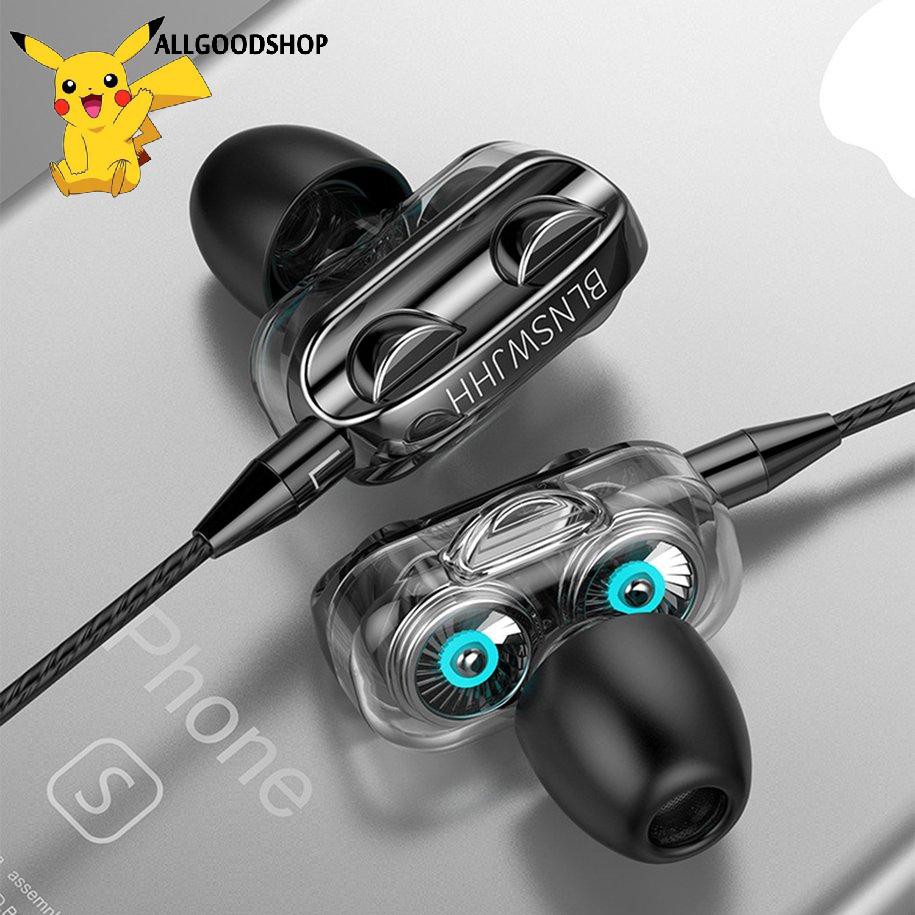 [Goodshop]  Earbuds 3D Stereo Dual Driver Music Earphone Strong Bass HIFI Sport In-Ear Headphone Smart Phone Headphone Wired Tuning