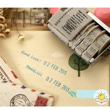 Con dấu in chữ câu văn quotes thông điệp + ngày tháng năm trang trí sổ vintage D04