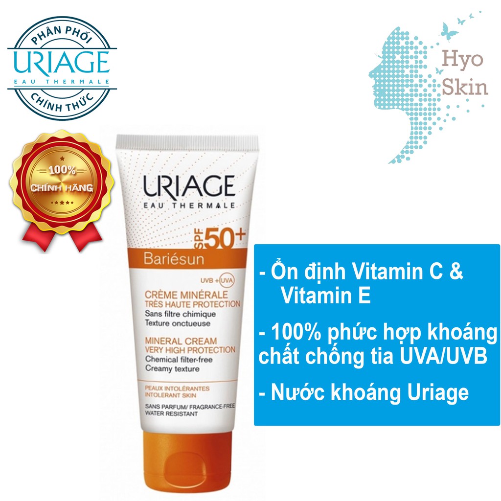 [CHÍNH HÃNG] Kem Chống Nắng Vật Lý URIAGE BARIESUN CREME MINERALE SPF 50+ 50ml