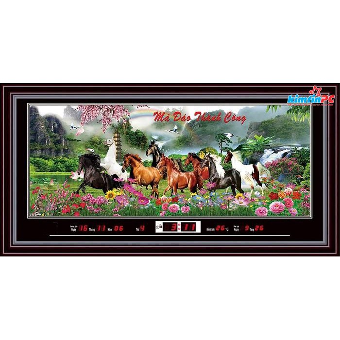 Đồng hồ vạn niên - Tranh Trôi 2 hình -  55x100cm - mã 856