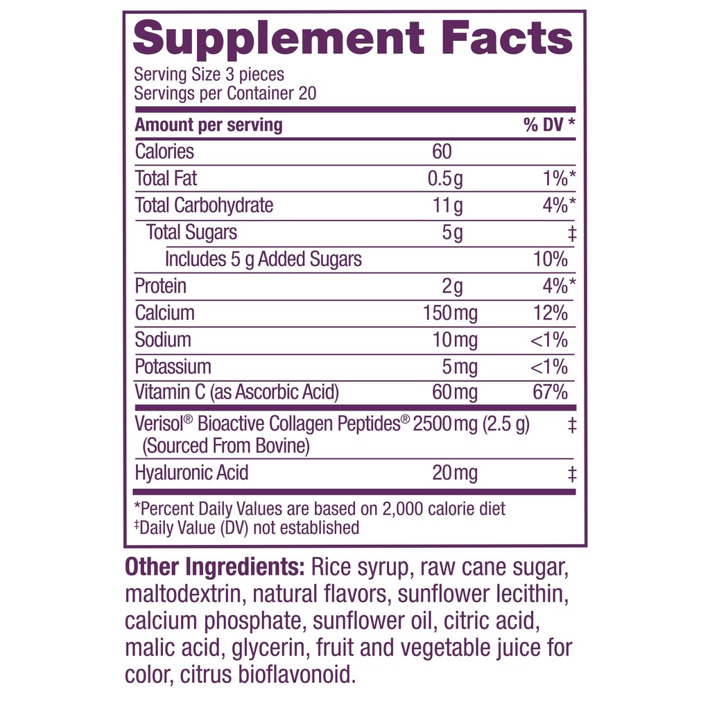 Viên Kẹo Nhai Cải Thiện Nếp Nhăn Mắt Collagen Replenish Chews 60 viên - Có thể mua tại cửa hàng
