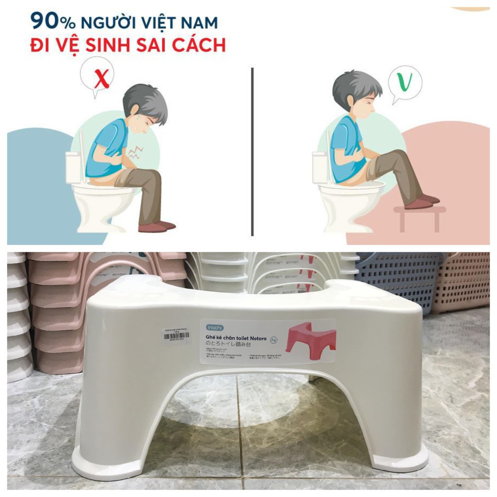 Ghế Kê Chân Bồn Cầu Toilet Notoro INOCHI Cho Trẻ Em Và Người Lớn - Chống Táo Bón, Đi Vệ Sinh Đúng Cách