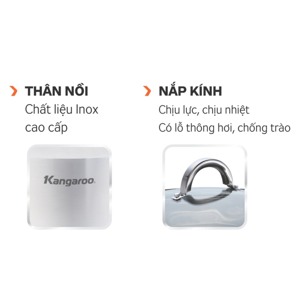 Bộ Nồi Inox 5 đáy Kangaroo KG876 3 chiếc