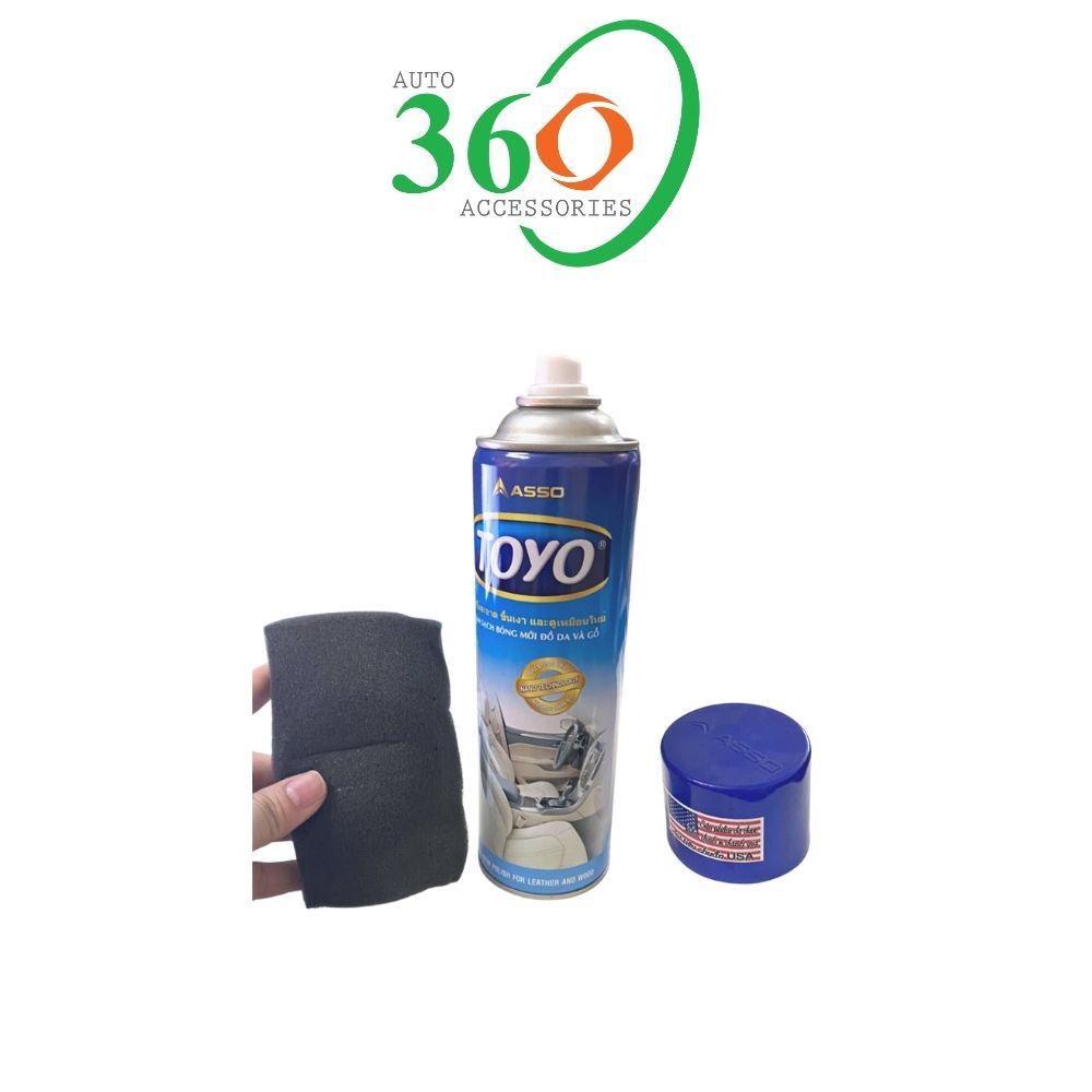 Chai xịt bóng xe ô tô xe máy Toyo, chai xịt đánh bóng đồ da và đồ gỗ 500ml, công nghệ nano chống bụi