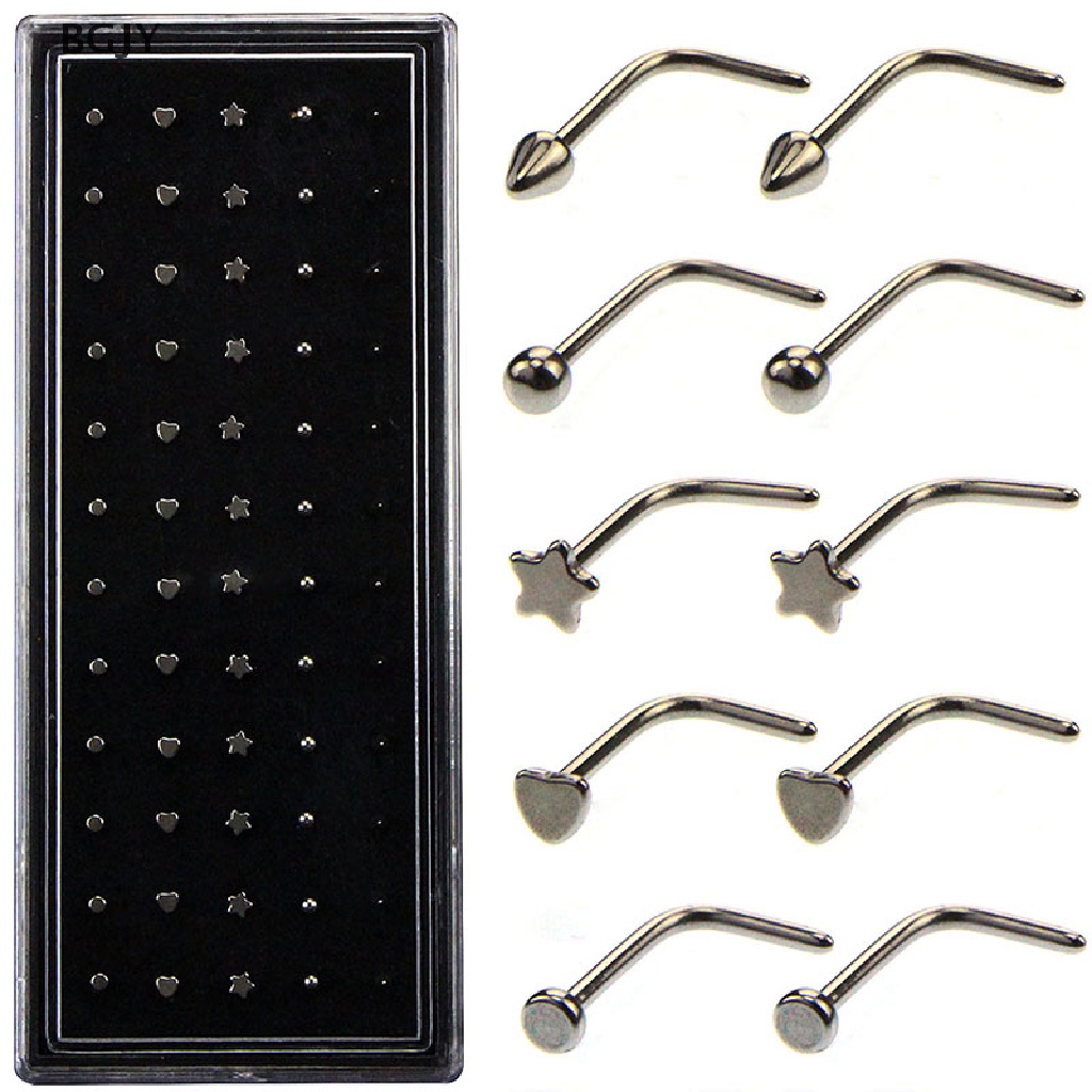 Set 60 Khuyên Mũi Inox Hình Chữ L Cá Tính Mới