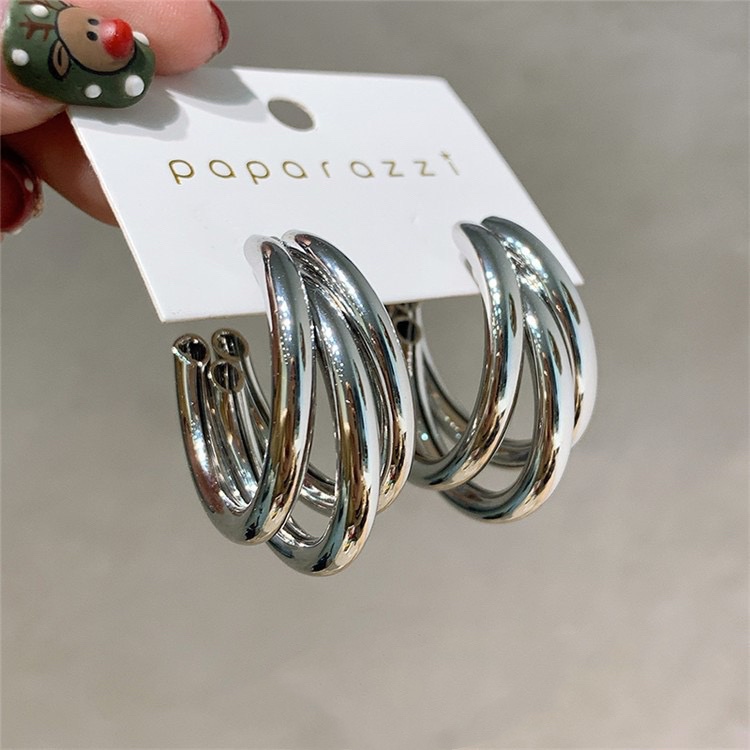 Bông Tai Mạ Bạc 925 Hình Tròn Đơn Giản Phong Cách Âu Mỹ