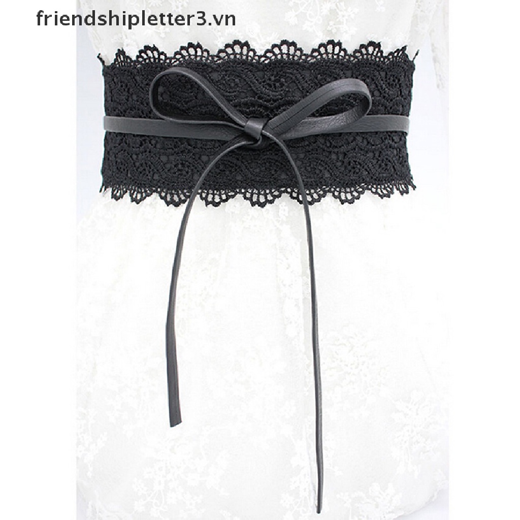 Thắt Lưng Bản Rộng Phối Ren Đính Nơ Thời Trang Cho Nữ