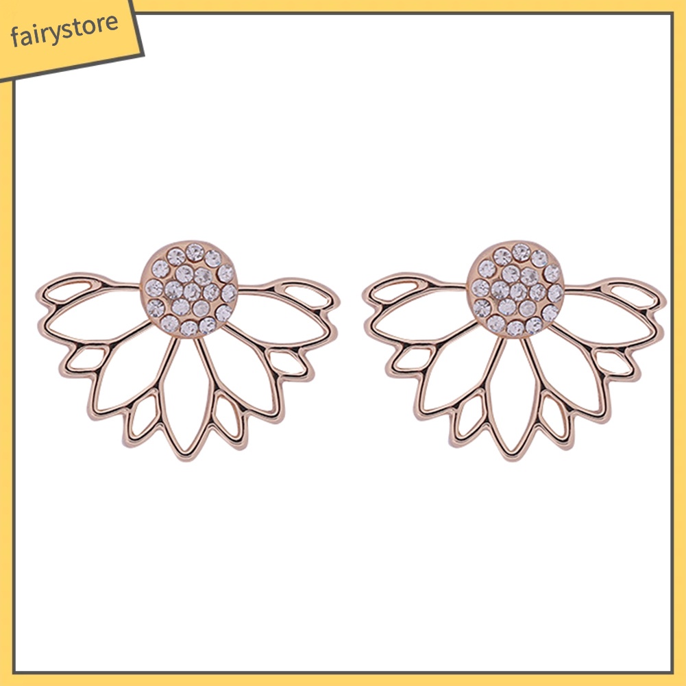 Bông Tai Hợp Kim Hình Hoa Sen Đính Đá Xinh Xắn