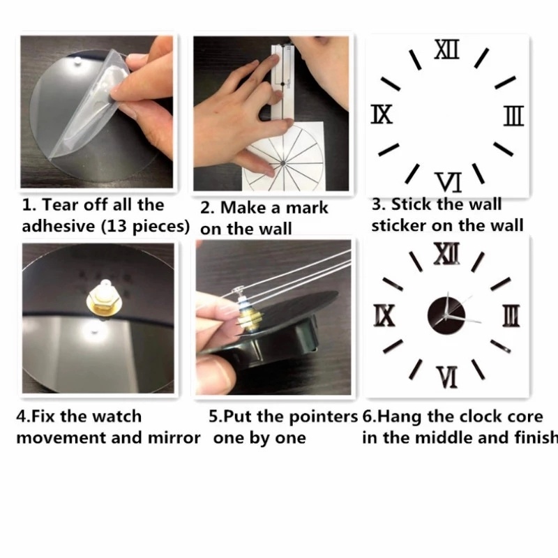 1 Bộ Đồng Hồ Dán Tường Acrylic Mặt Gương Tự Dính Thiết Kế Số La Mã 3D Hiện Đại Trang Trí Nội Thất