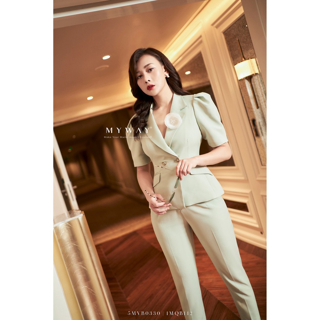 Áo Vest Nữ Ngắn Tay My Way Đính Hoa Sang Trọng 5MVB0330