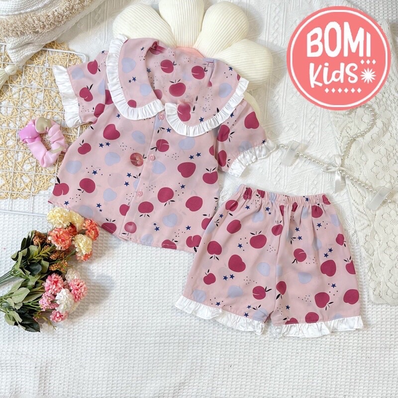 [ 12KG - 31KG] Đồ Bộ Bé Gái Mặc Nhà Pijama Lụa Mango Cộc Tay Cho Bé - Chất Vải Lụa mềm Mịn