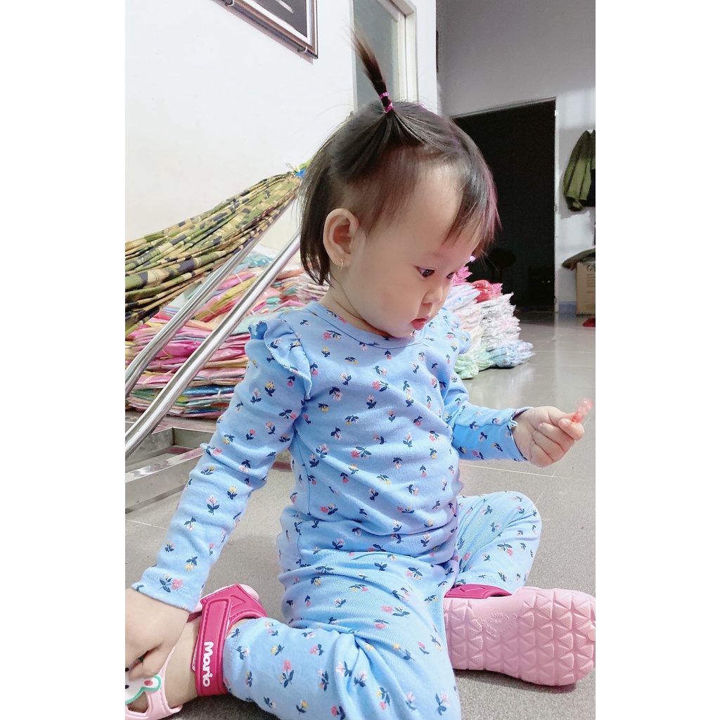 Đồ Bộ Mặc Nhà Cho Bé Gái Dài Tay Xuất Xịn Bèo Vai Nhún Điệu Đà Hoạ Tiết Siêu Đáng Yêu - HM159 Homikids