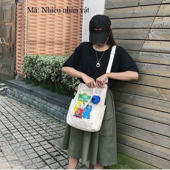 TÚI VẢI TOTE KAWS X SESAME STREET DỄ THƯƠNG, NGỘ NGHĨNH