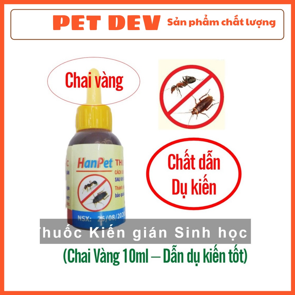 Thuốc diệt kiến sinh học (chai vàng 10ml) dẫn dụ kiến tốt hơn kiến bu nhiều hơn nên diệt kiến hiệu quả hơn
