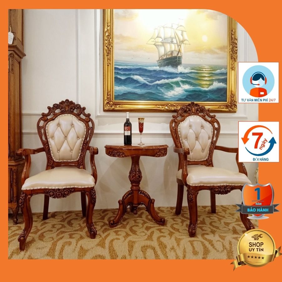 Bộ bàn ghế thư giãn cafe gam nâu da sữa hài hòa tinh tế mang phong cách tân cổ điển sang trọng cao cấp.