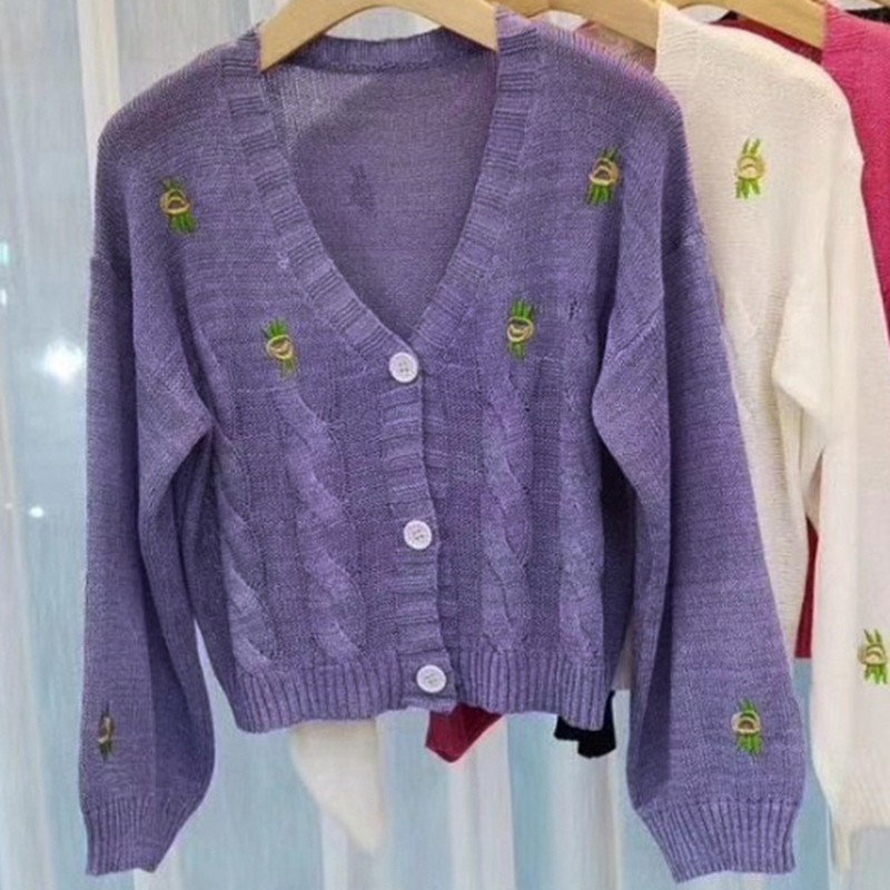 Áo croptop cardigan vải đan len thời trang mùa thu phong cách Hàn Quốc cho nữ