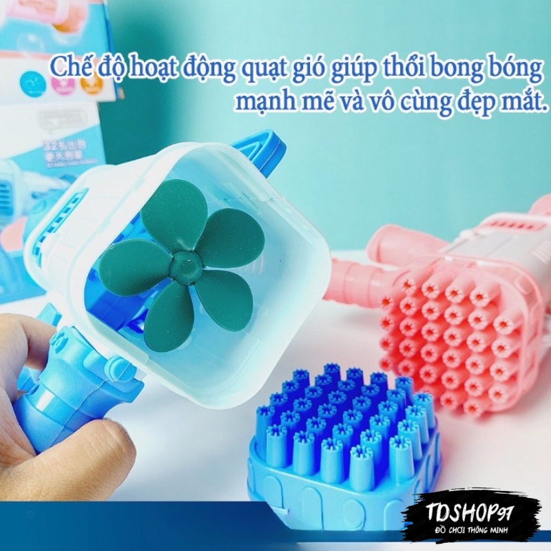 Súng Bắn Bong Bóng Xà Phòng 32 Nòng Cho Trẻ Em Cao Cấp, Máy Phun Bong Bóng 32 Nòng To, tdshop97