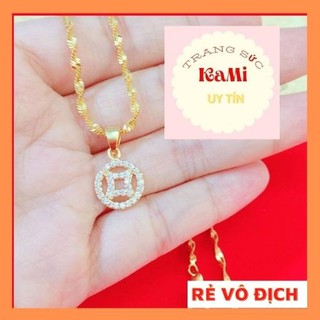 Dây chuyền nữ dạng xoắn mặt đồng hào đính đá cao cấp đẳng cấp