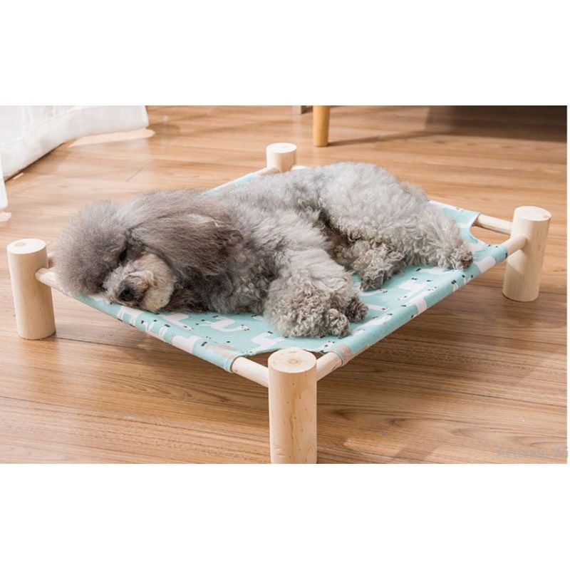 Giường nằm võng gỗ hoạ tiết cao cấp cho chó mèo.