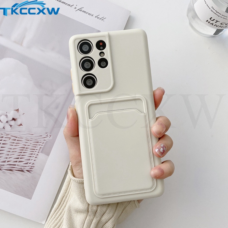 Ốp điện thoại silicon mềm siêu mỏng có ngăn thẻ cho Samsung Galaxy Note 20 S20 S21 Ultra S20 S21 Plus