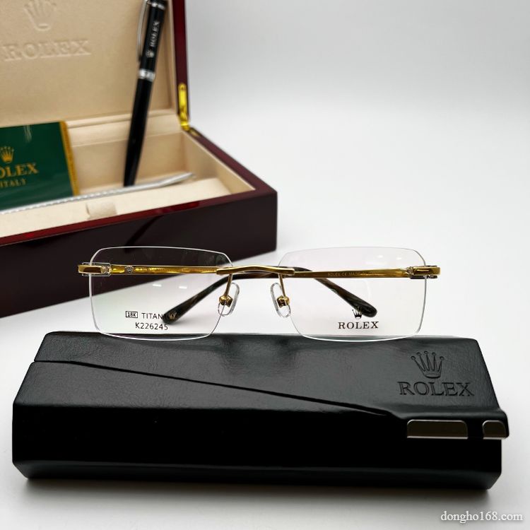Kính Không Tròng, RO-LEX, Chất liệu Titanium mạ vàng 18k, Phiên bản cao cấp bảo hành 12 tháng - donghokinhmat168
