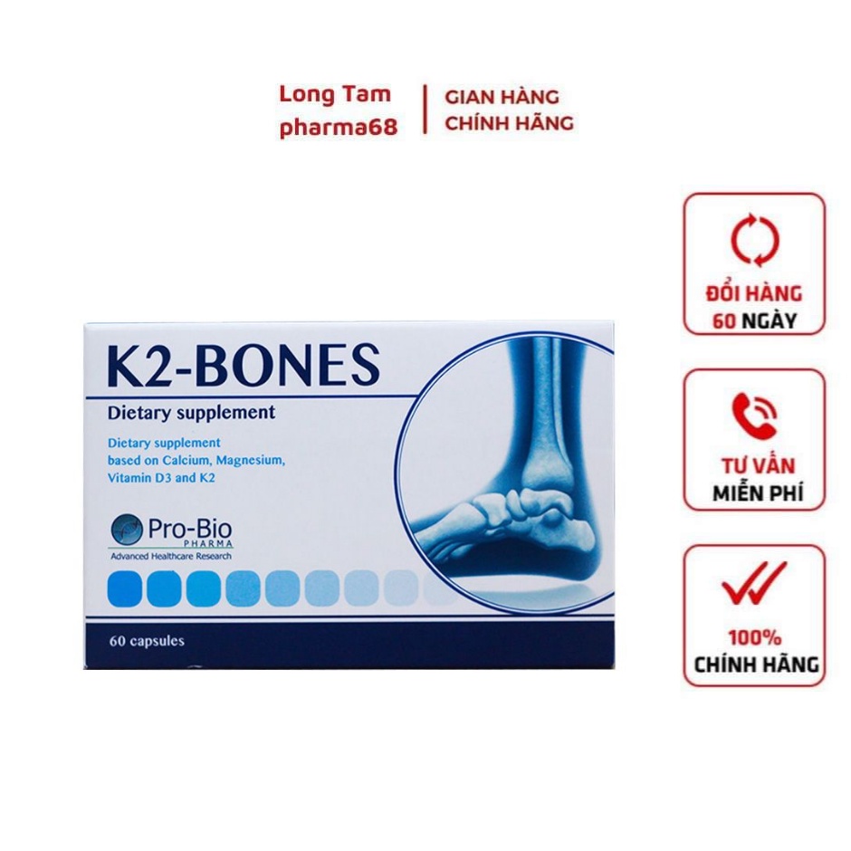 Viên Uống Canxi K2-Bone date 2025: Hỗ trợ giảm nguy cơ loãng xương -Hộp 60 viên