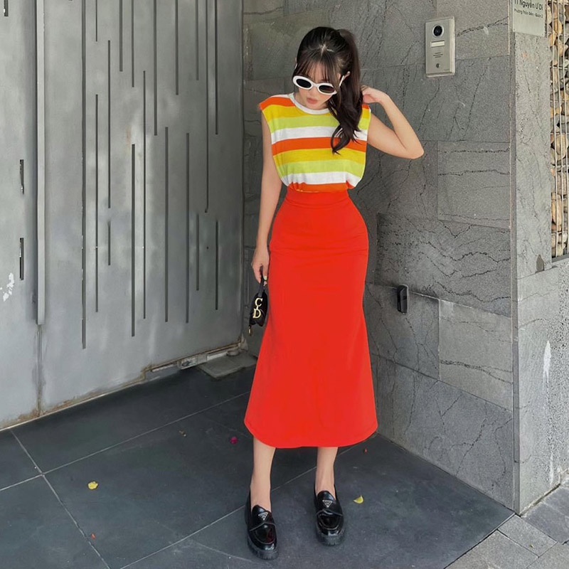 Set Áo Sa Nách Mix Chân Váy Đuôi Cá Hàng Quảng Châu SB2054- Lolla_Fashion