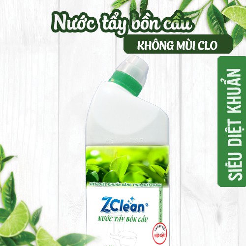 Nước Tẩy Bồn Cầu Không Mùi Hóa Chất ZClean – siêu tẩy vết ố vàng, diệt khuẩn - chai 900ml