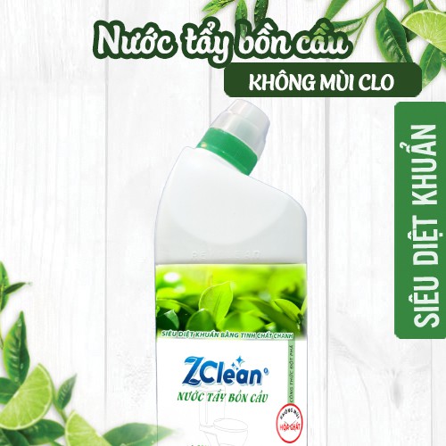 Nước Tẩy Bồn Cầu Không Mùi Hóa Chất ZClean – siêu tẩy vết ố vàng, diệt khuẩn - chai 900ml