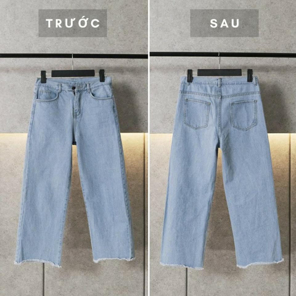 Quần baggy jean nữ PULI - Quần bò ống rộng trơn quần jean nữ ulzzang