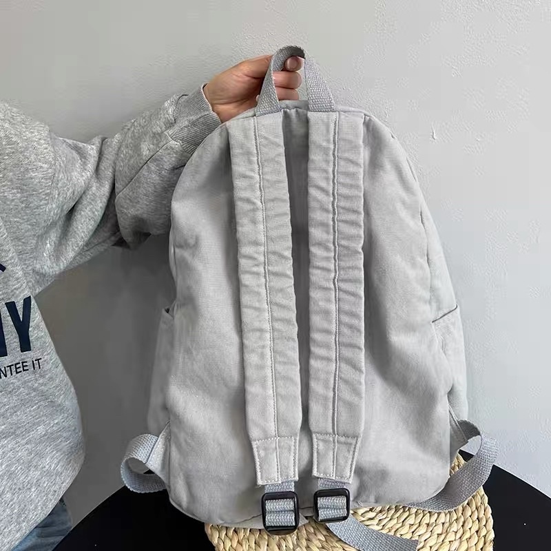 Balo chất Canvas mềm kiểu viền Logo số 7 Ulzzang