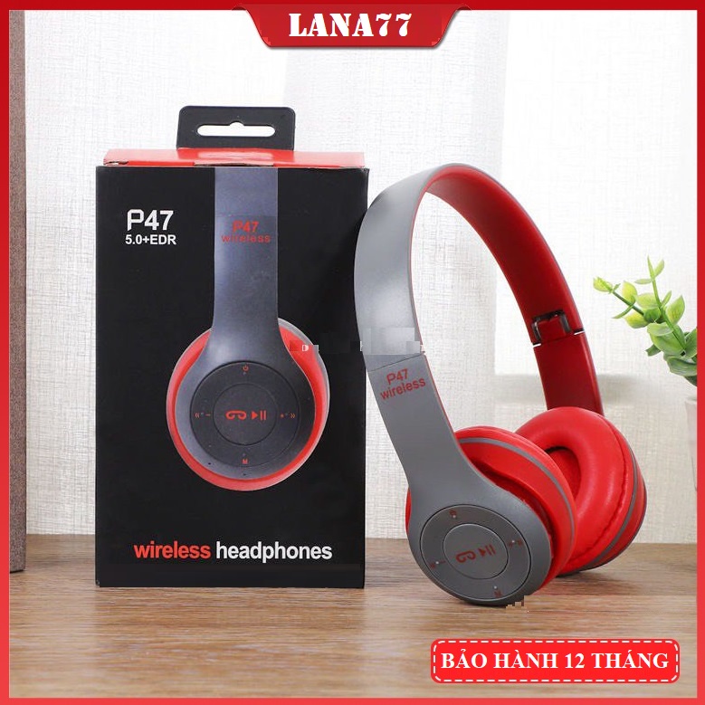 Tai nghe bluetooth Chụp Tai Không dây Headphone P47 Lắp được thẻ nhớ - Âm Thanh Đỉnh Cao Nghe Gọi Rõ Nét Cả Nam Và Nữ