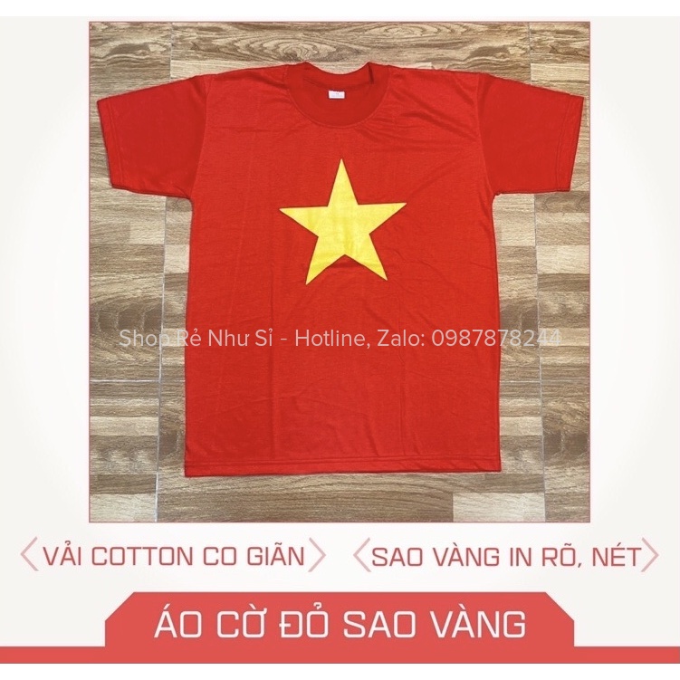 Áo Cờ đỏ sao vàng chất Cotton (Mua áo tặng 1 đôi Tất)