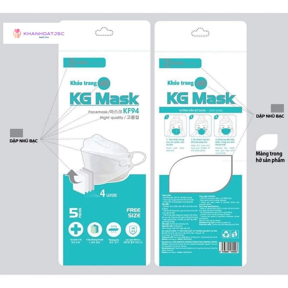 Khẩu trang 4D KG Mask chuẩn KF94 – phong cách Hàn Quốc