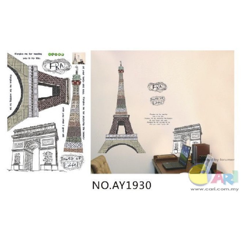 Decal dán tường tháp eiffel 2020