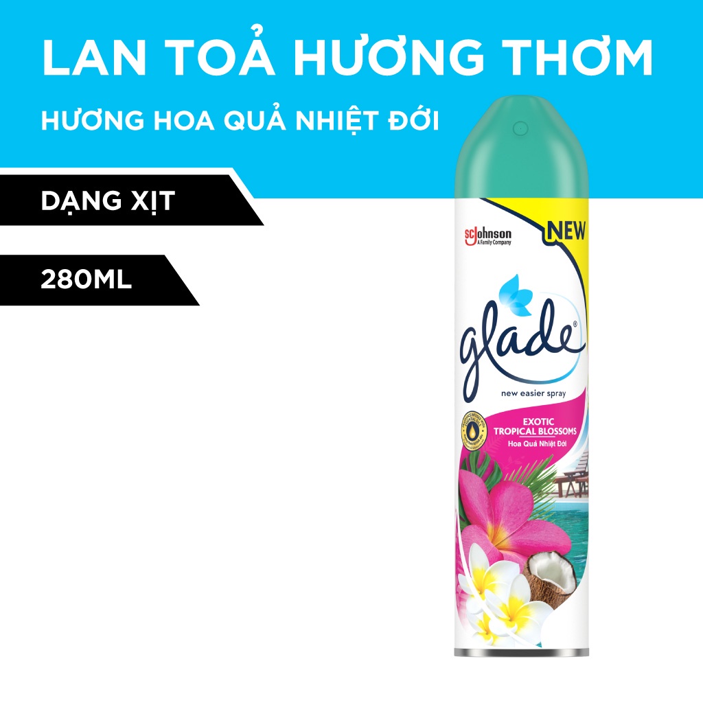 [Mã FMCGSCJ12 giảm 8% đơn 150k] GLADE Xịt thơm phòng Hương Hoa Quả Nhiệt Đới 280ml