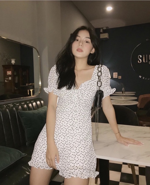 Đầm Heart Dress Hoạ Tiết Trái Tim Nhí Và Ngôi sao- đầm ôm eo chất voan lụa ở sau bo chun có lót trong(kèm ảnh trải sàn) | BigBuy360 - bigbuy360.vn